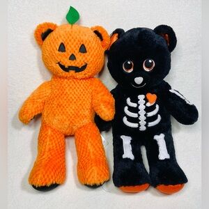 Build a Bear Halloween Bears Skeleton + Jack O Lantern Bear Spooky Cute Bears